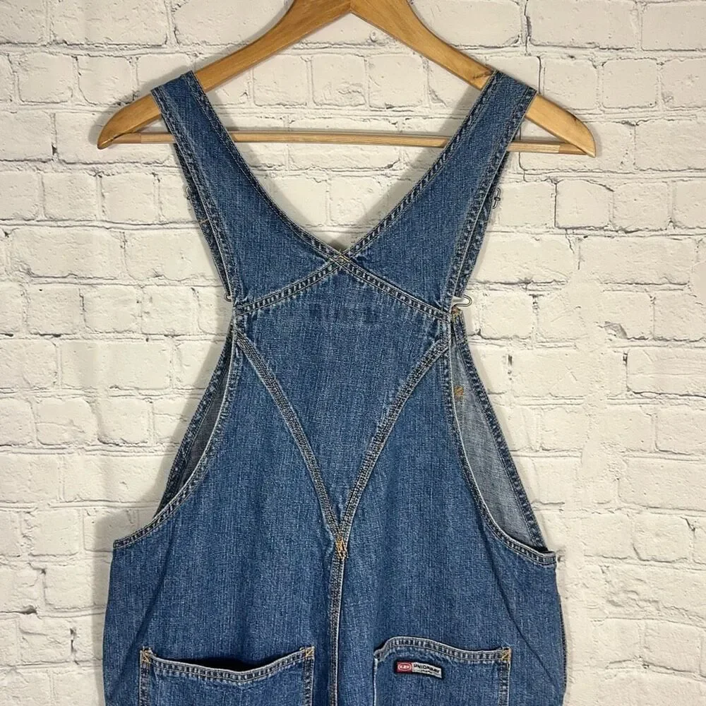 Union Bay Blue Denim Bib Baggy Overalls Farmer size‎ L Large Carpenter